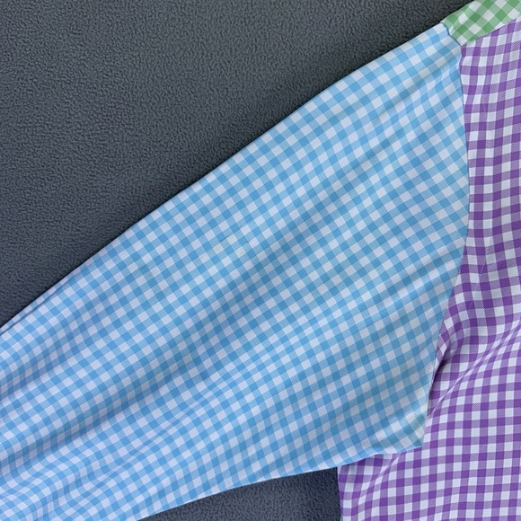 Ralph Lauren Shirt Large Blue Pink Colorful Gingham Check Party Custom Fit - Picture 2 of 7